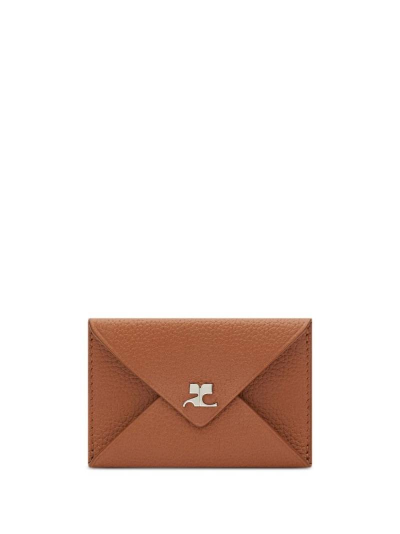 Courrèges logo-plaque leather cardholder - Brown von Courrèges