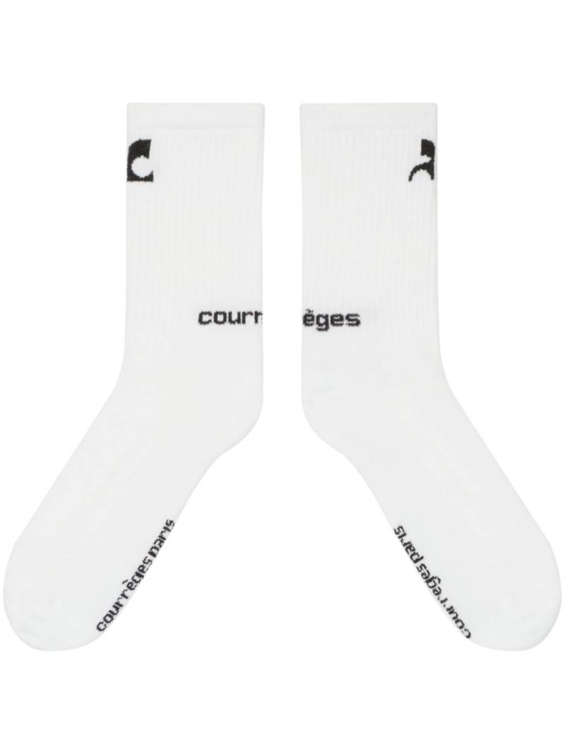 Courrèges logo-print socks - White von Courrèges