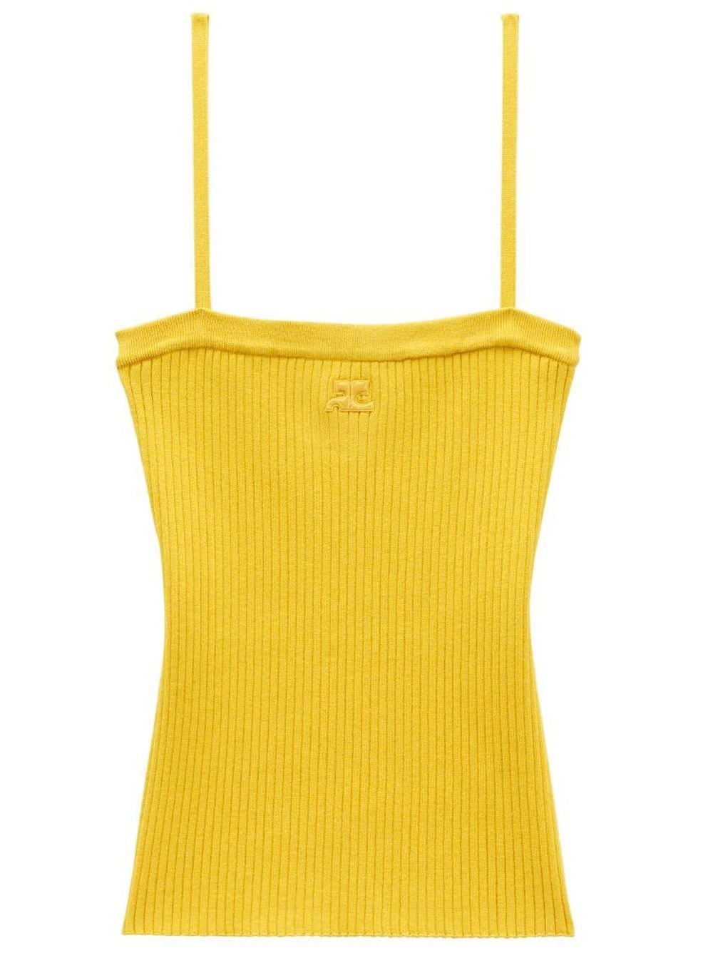 Courrèges logo ribbed-knit top - Yellow von Courrèges