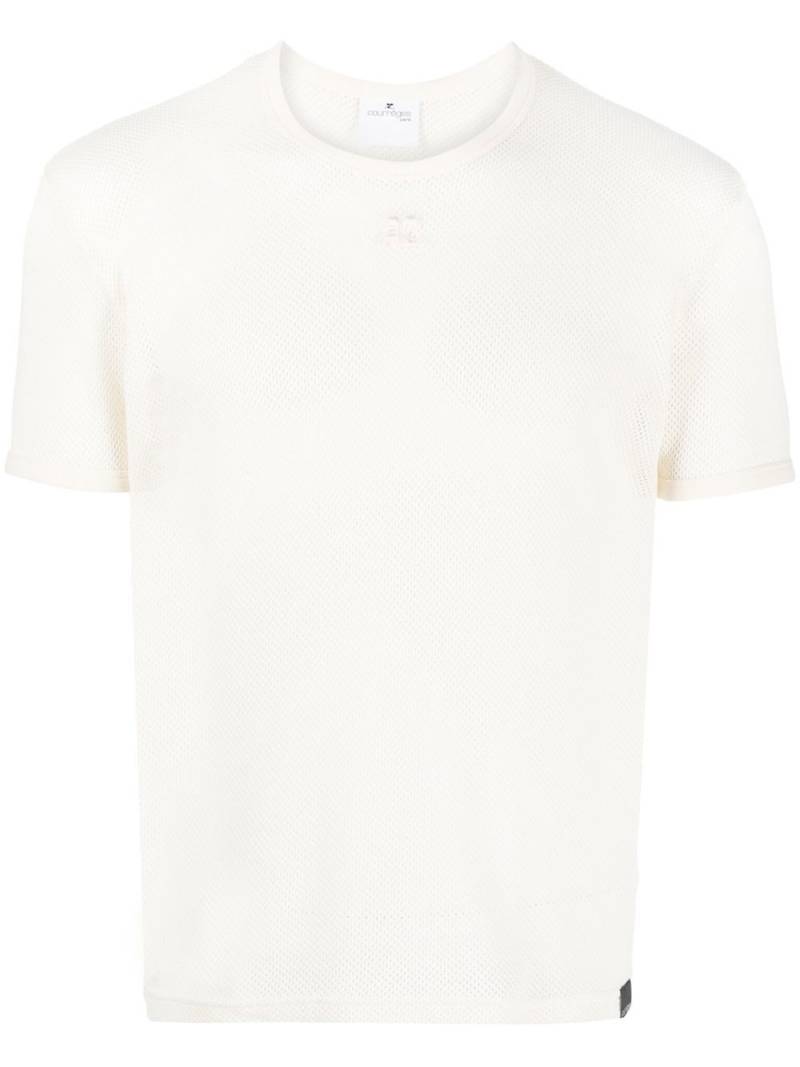 Courrèges mesh crew-neck T-shirt - Neutrals von Courrèges