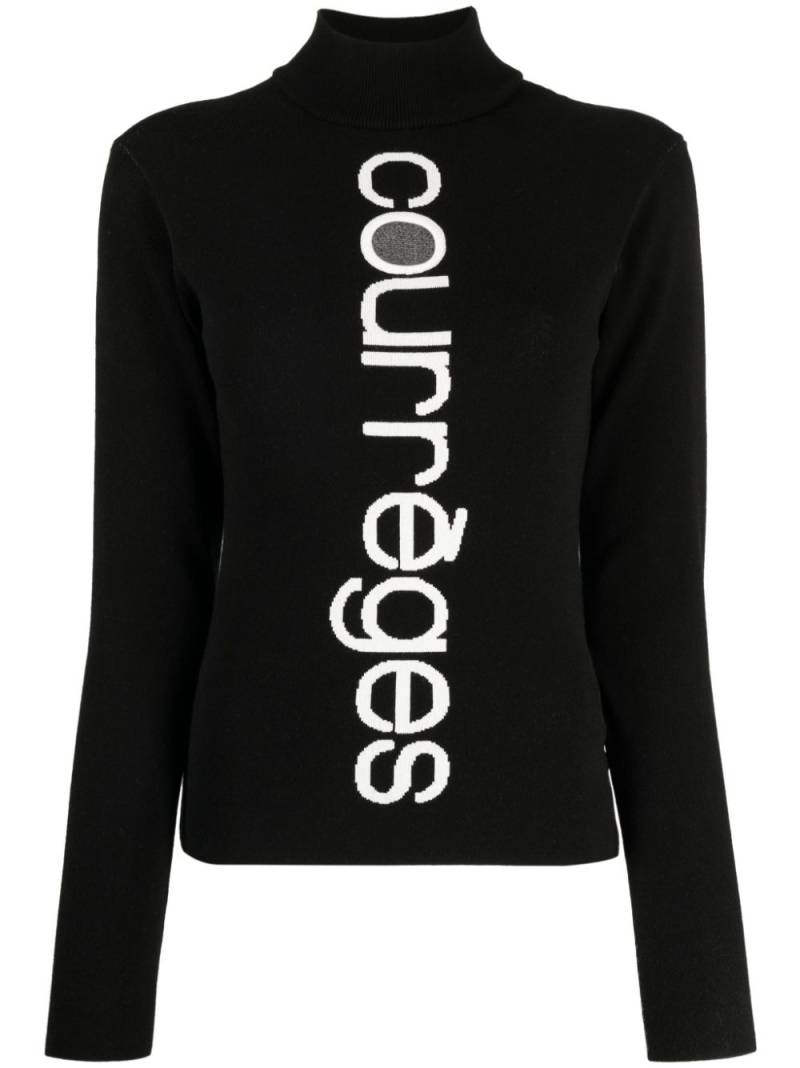 Courrèges mock-neck intarsia-knit jumper - Black von Courrèges