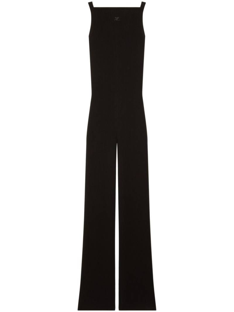 Courrèges ribbed knit flared jumpsuit - Black von Courrèges