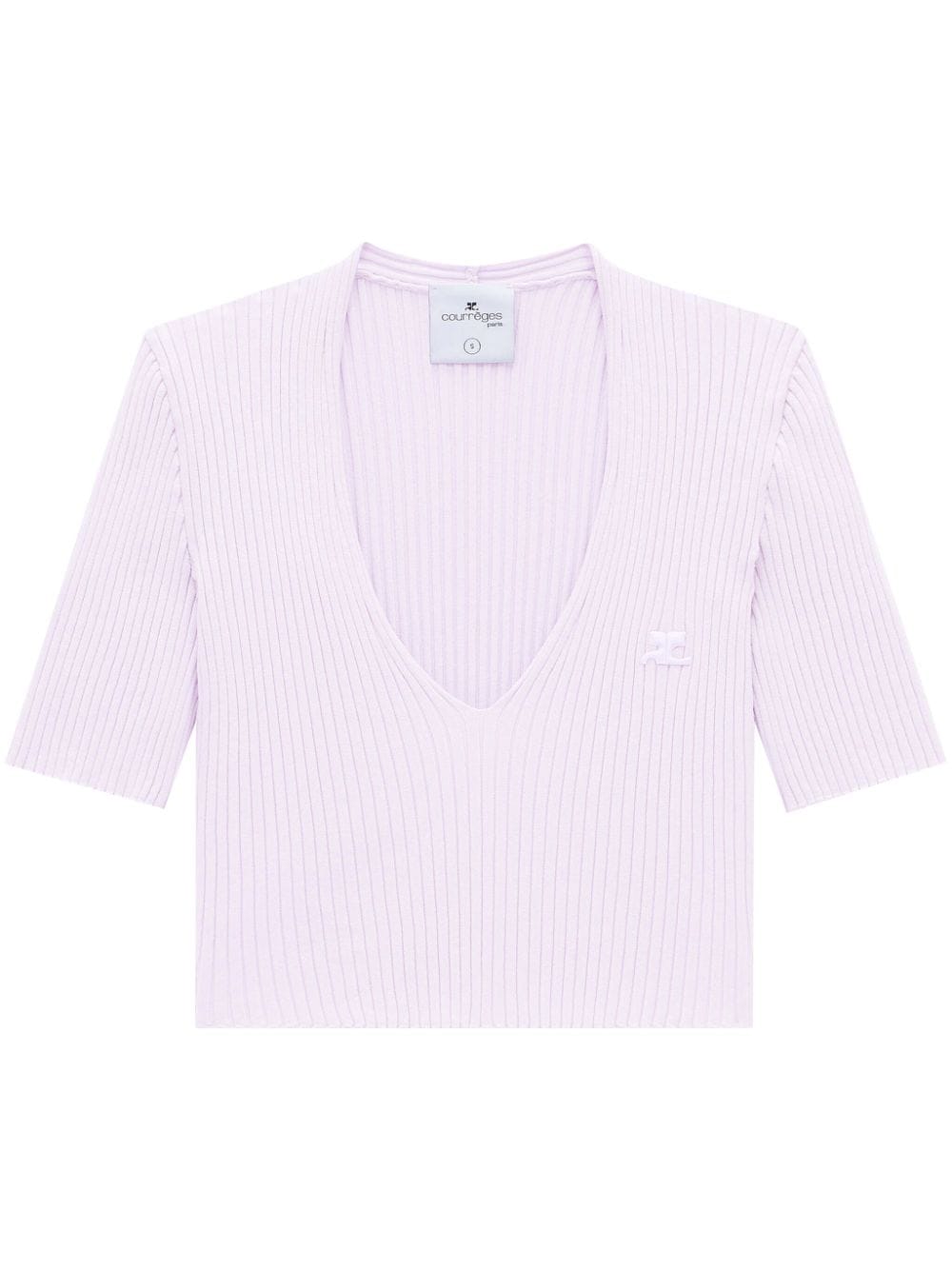 Courrèges ribbed knit V-neck top - Pink von Courrèges