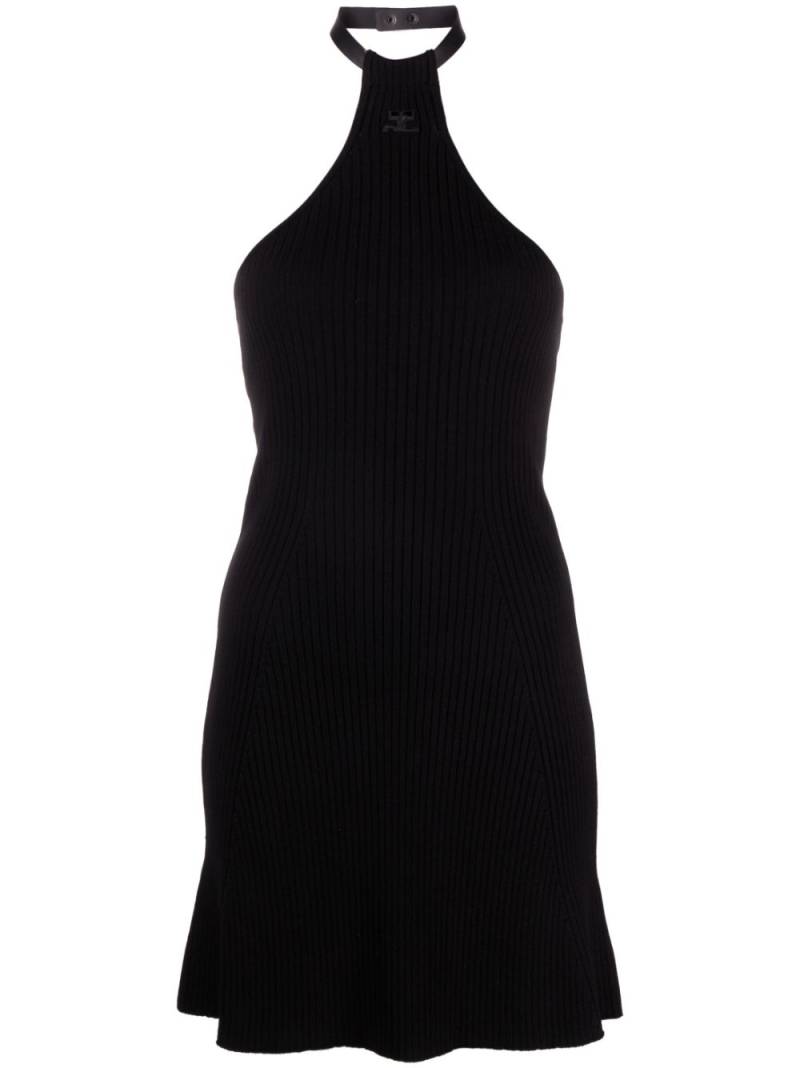 Courrèges ribbed-knit halterneck minidress - Black von Courrèges