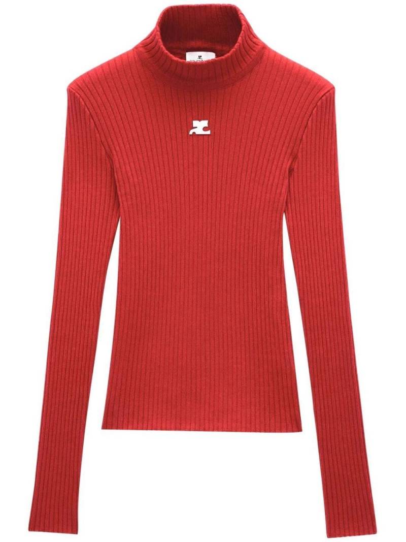 Courrèges ribbed-knit logo-patch top - Red von Courrèges