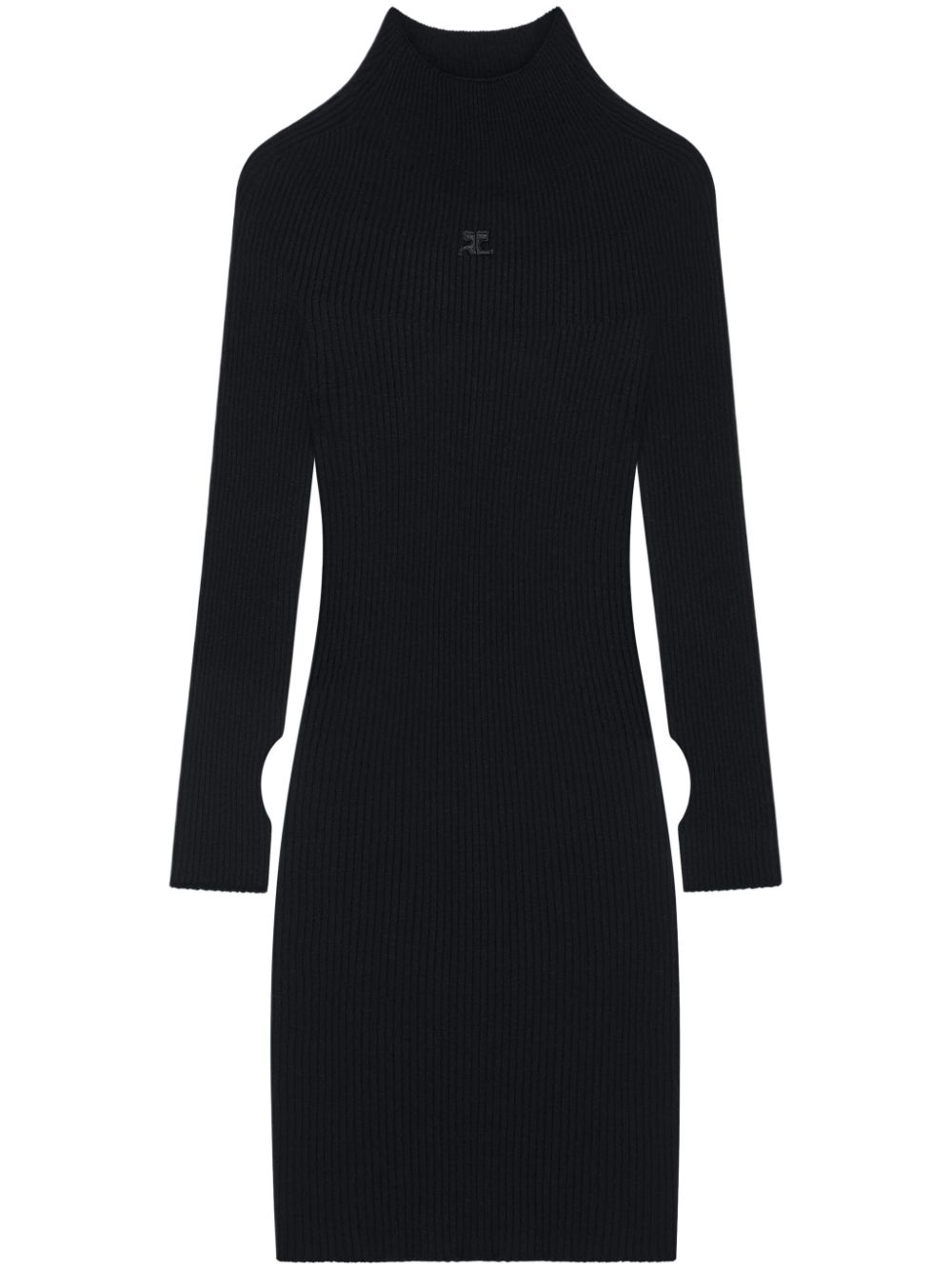 Courrèges ribbed-knit mock neck mini dress - Black von Courrèges