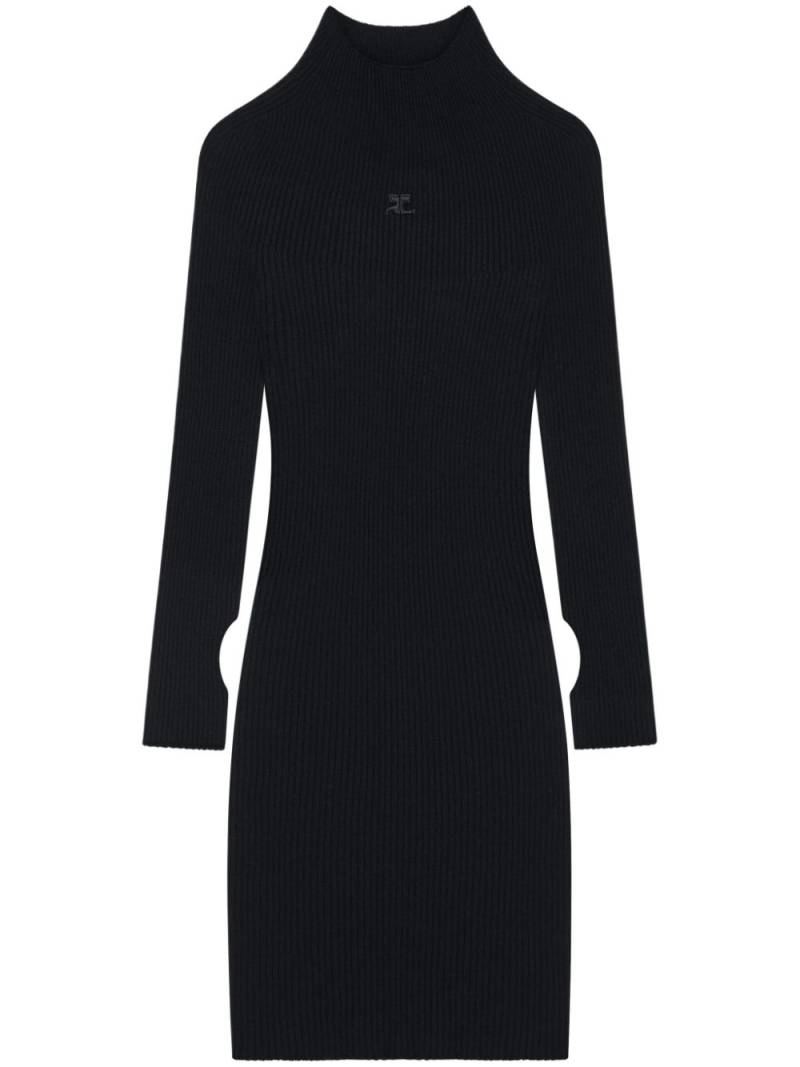 Courrèges ribbed-knit mock neck mini dress - Black von Courrèges