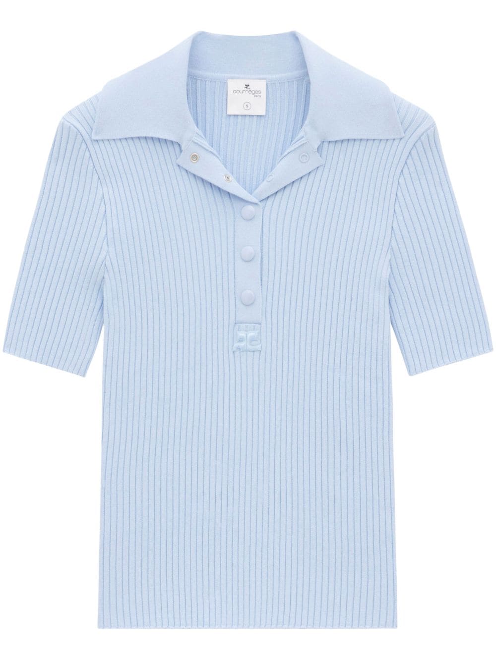 Courrèges ribbed-knit polo shirt - Blue von Courrèges