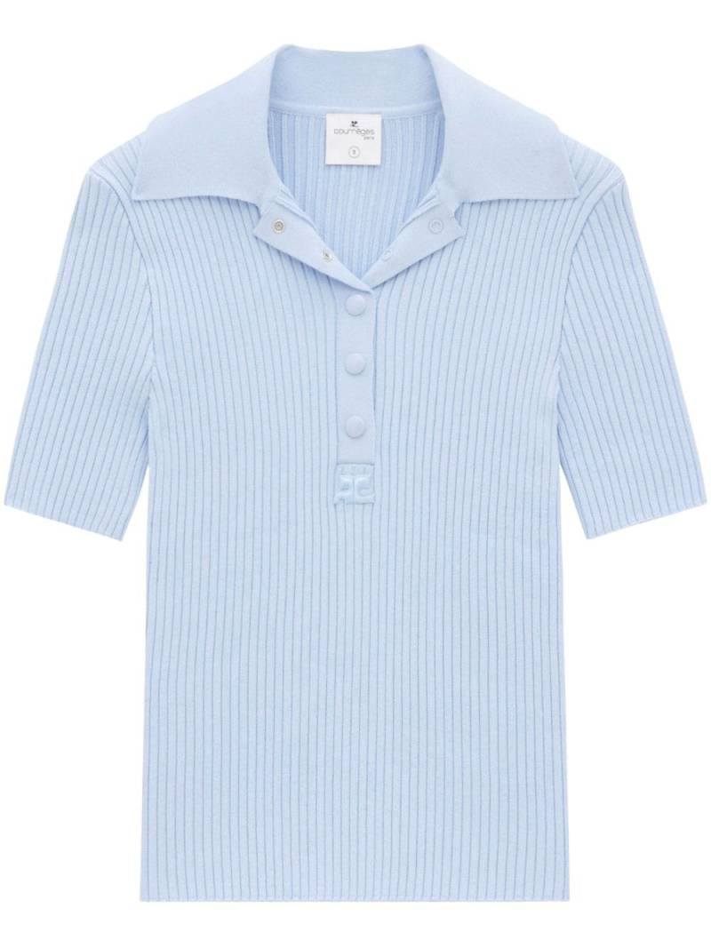 Courrèges ribbed-knit polo shirt - Blue von Courrèges