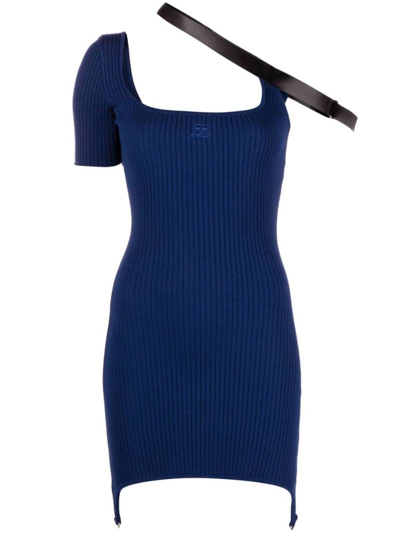 Courrèges ribbed-knit single-sleeve dress - Blue von Courrèges