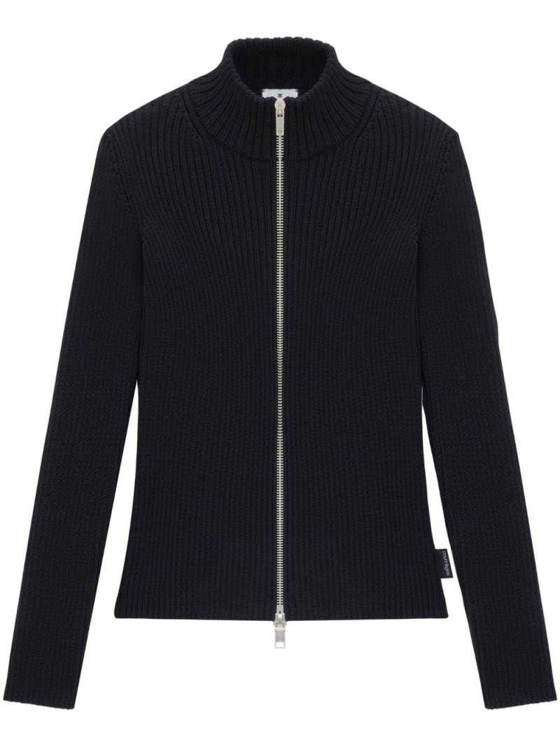 Courrèges ribbed-knit zip-up cardigan - Black von Courrèges