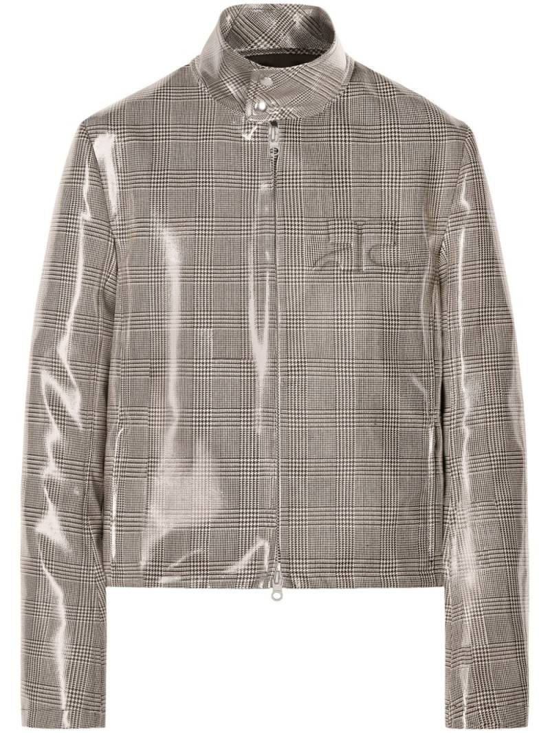 Courrèges shaded-logo patent biker jacket - Neutrals von Courrèges