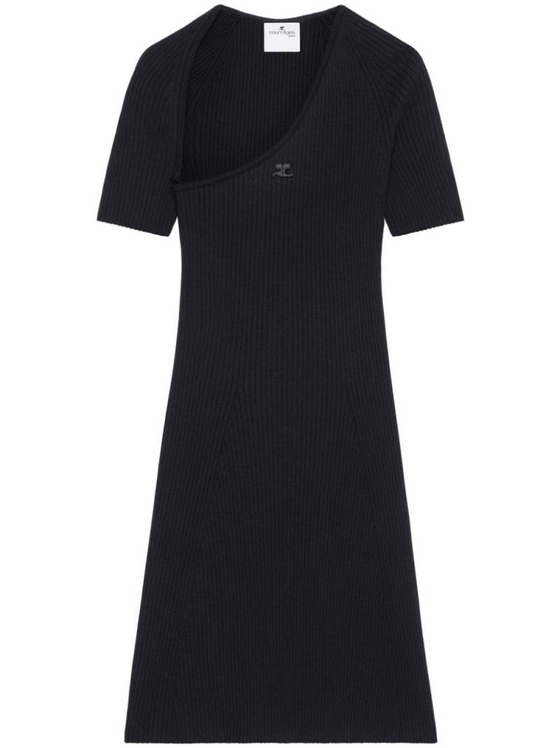 Courrèges slash ribbed knit dress - Black von Courrèges