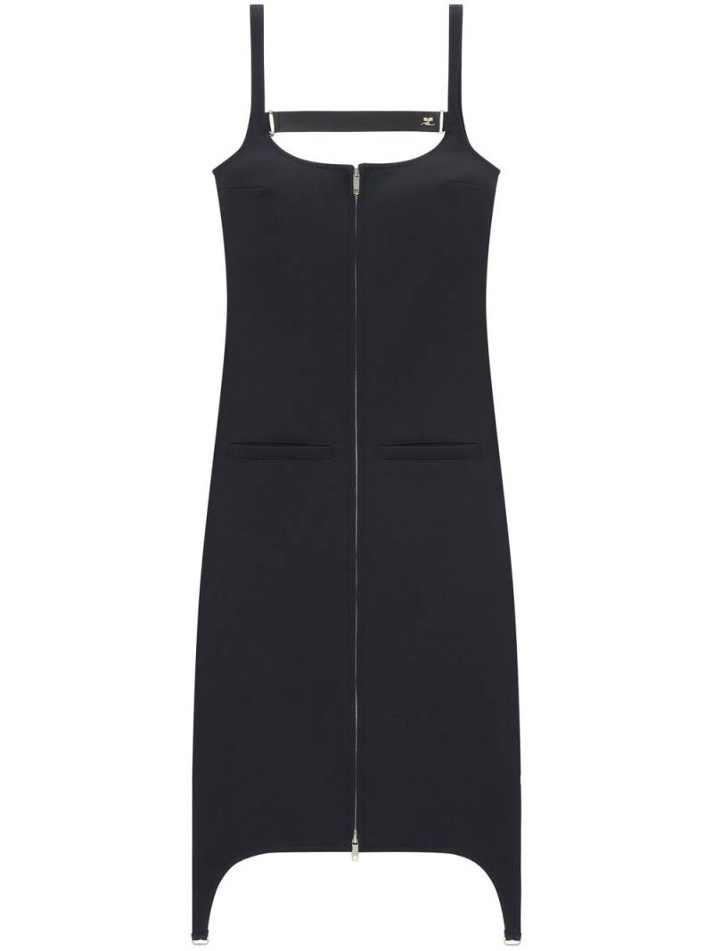 Courrèges strap bretelles twill long-dress - Black von Courrèges