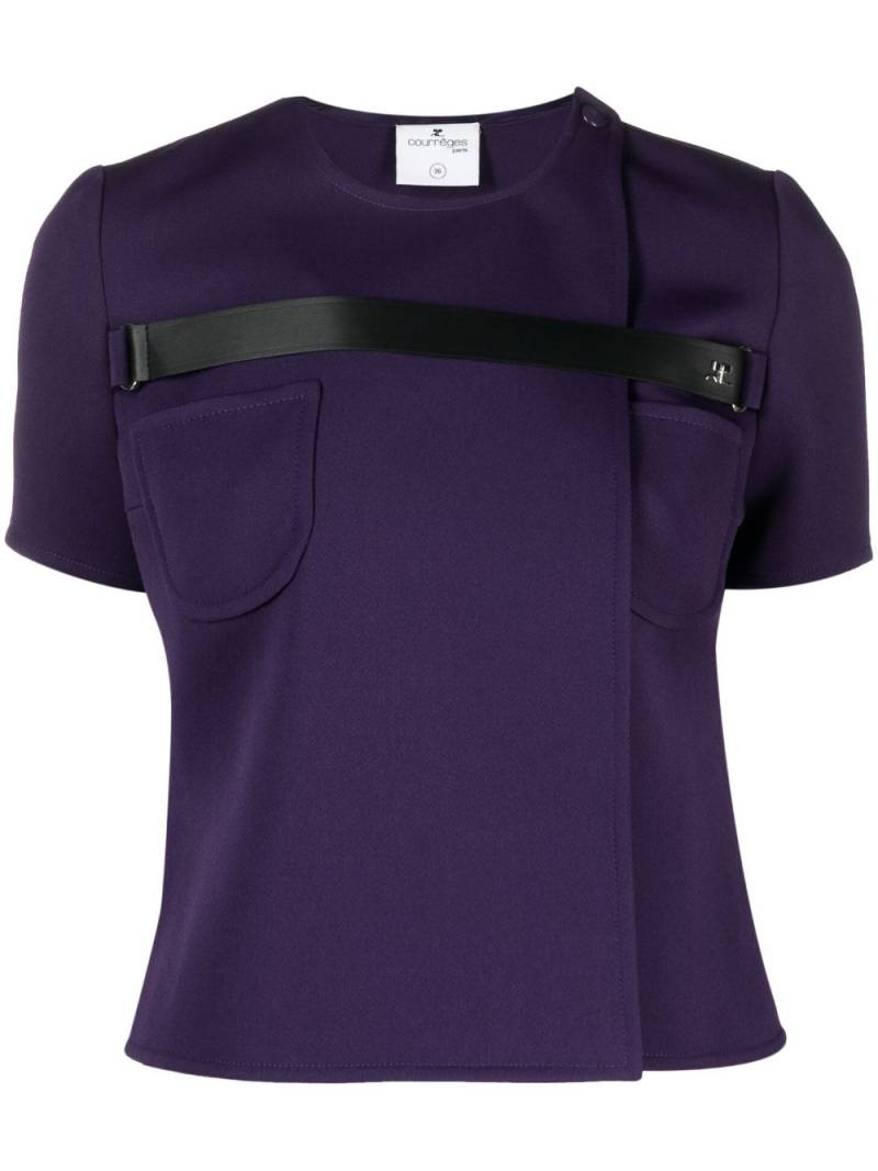 Courrèges strap-detail short-sleeve blouse - Purple von Courrèges