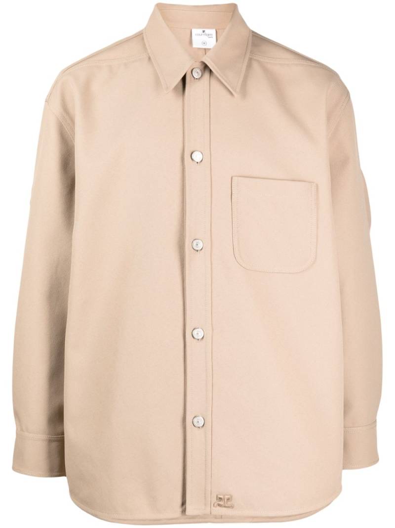 Courrèges strap-detailing button-up shirt - Brown von Courrèges