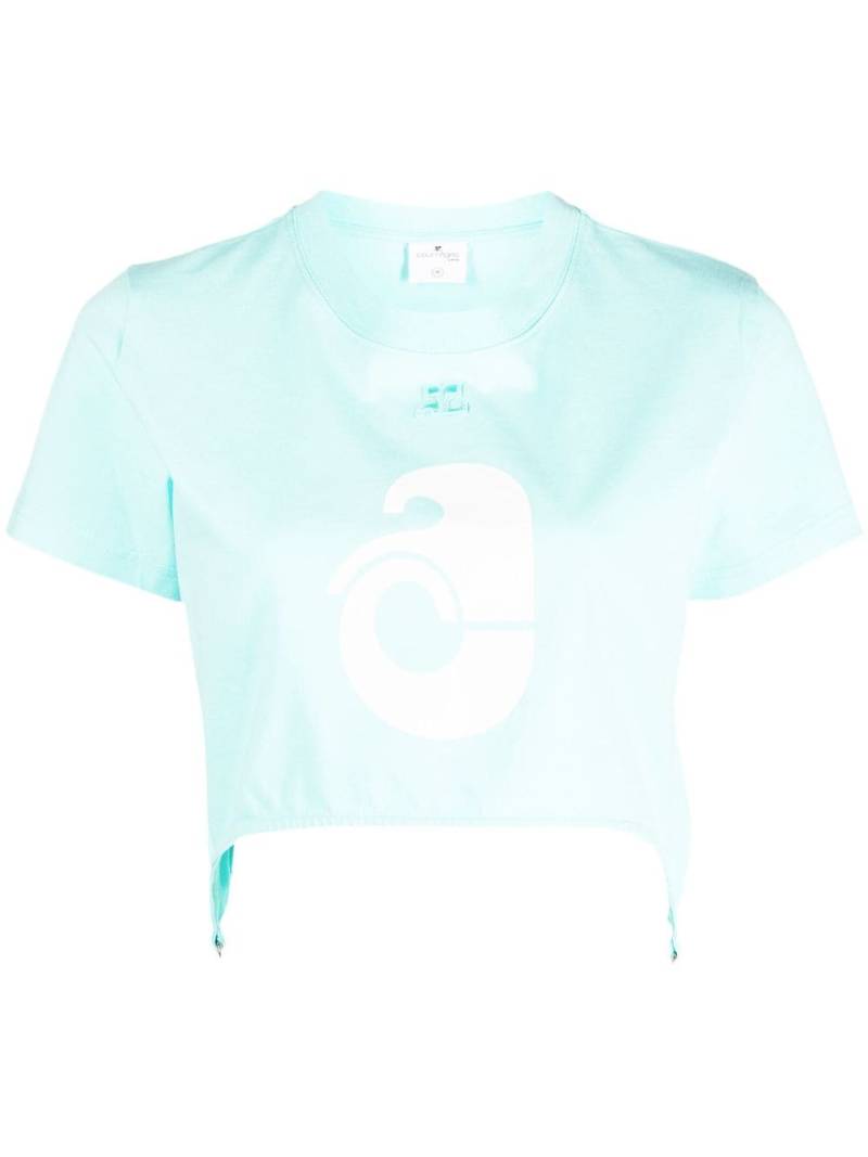 Courrèges suspenders-effect cropped T-shirt - Blue von Courrèges