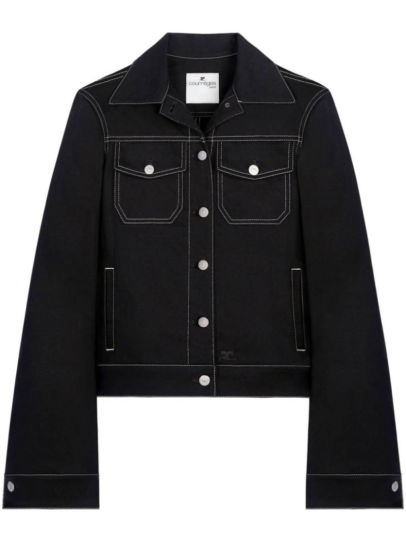 Courrèges topstitched denim trucker jacket - Black von Courrèges