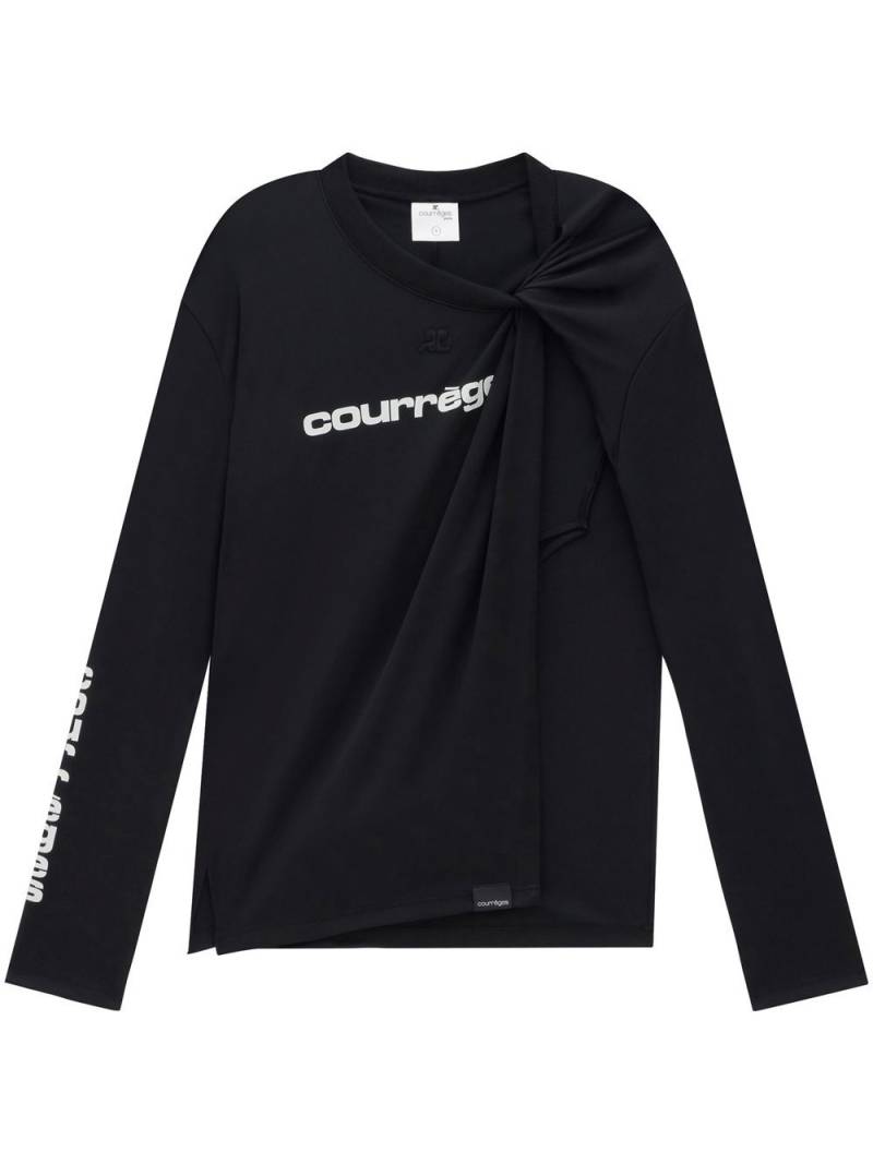 Courrèges twist-detail long-sleeve T-shirt - Black von Courrèges