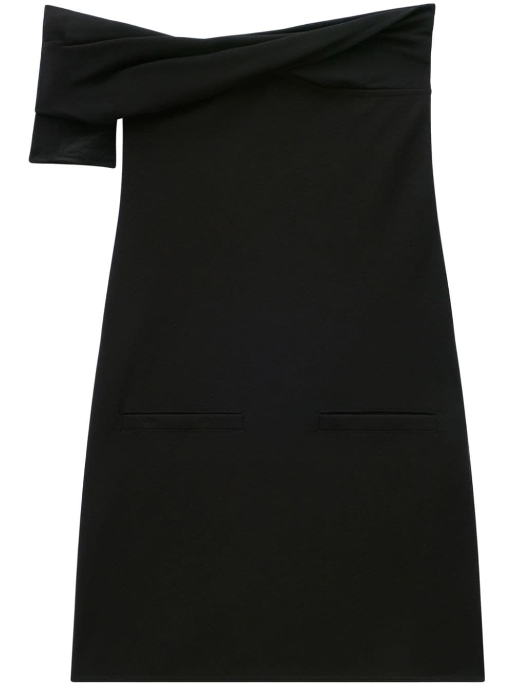 Courrèges twist-front off-shoulder crepe minidress - Black von Courrèges