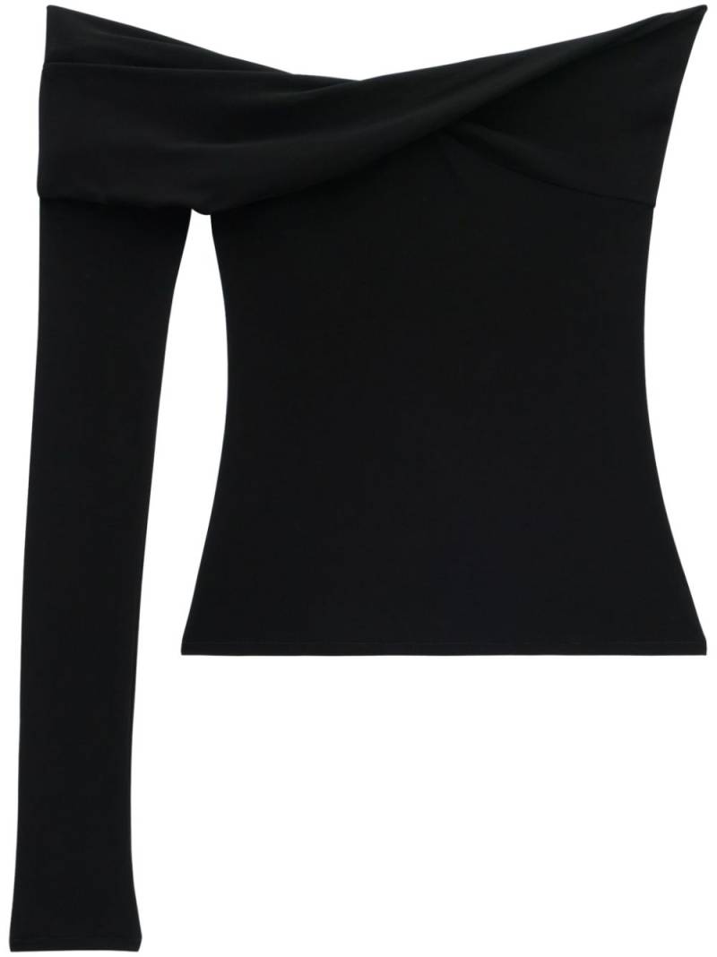 Courrèges twisted single-sleeve jersey top - Black von Courrèges