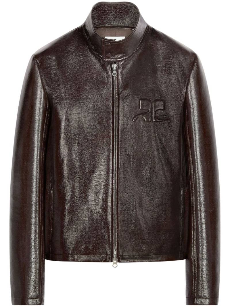 Courrèges vinyl biker jacket - Brown von Courrèges