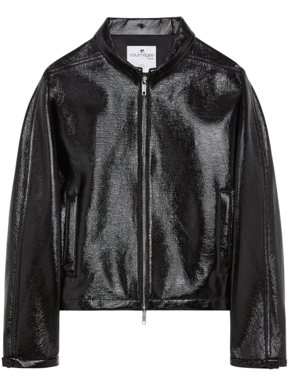 Courrèges vinyl-finish zip-up bomber jacket - Black von Courrèges