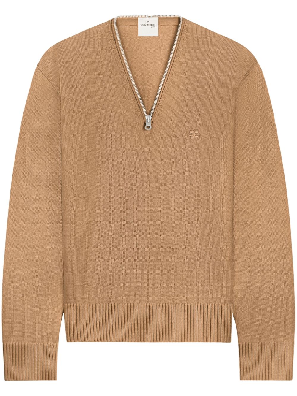 Courrèges zip-detailing wool sweater - Neutrals von Courrèges