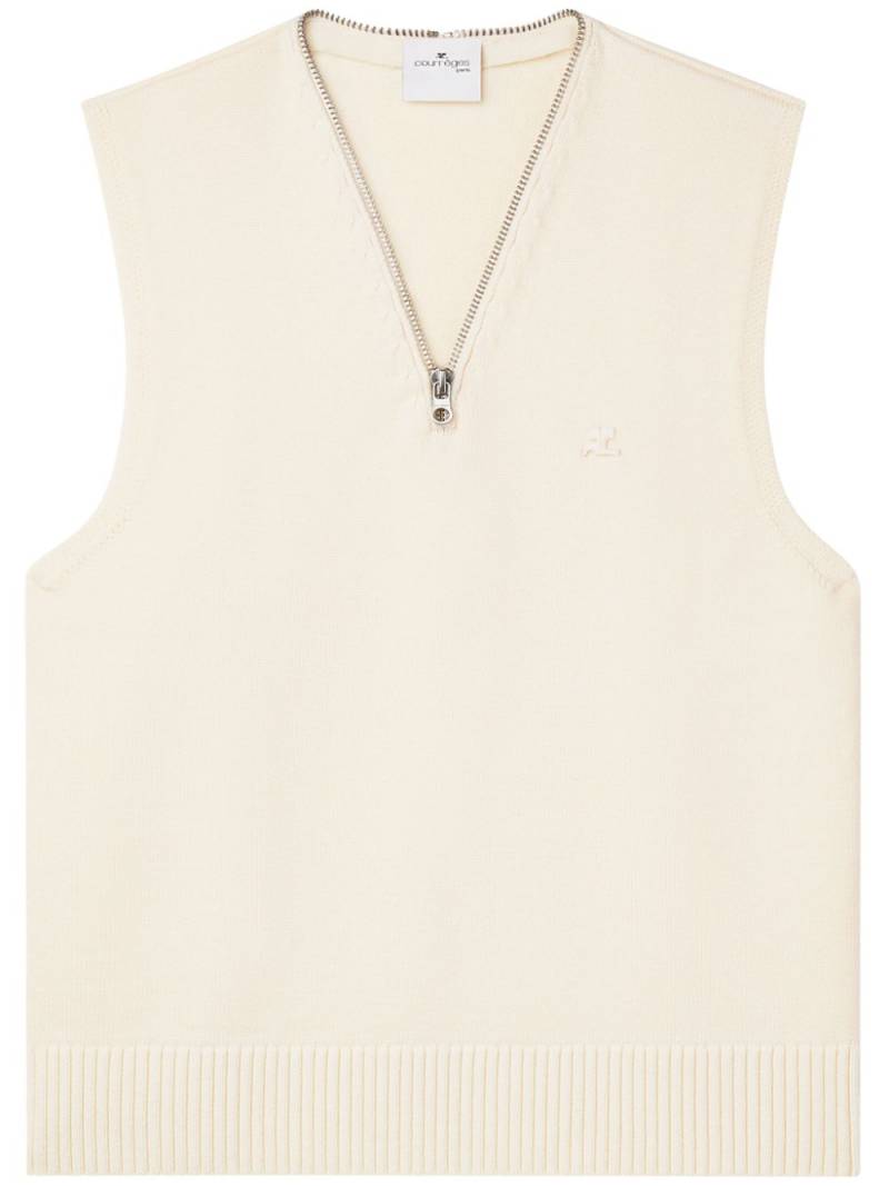 Courrèges V-neck sleeveless sweater - Neutrals von Courrèges