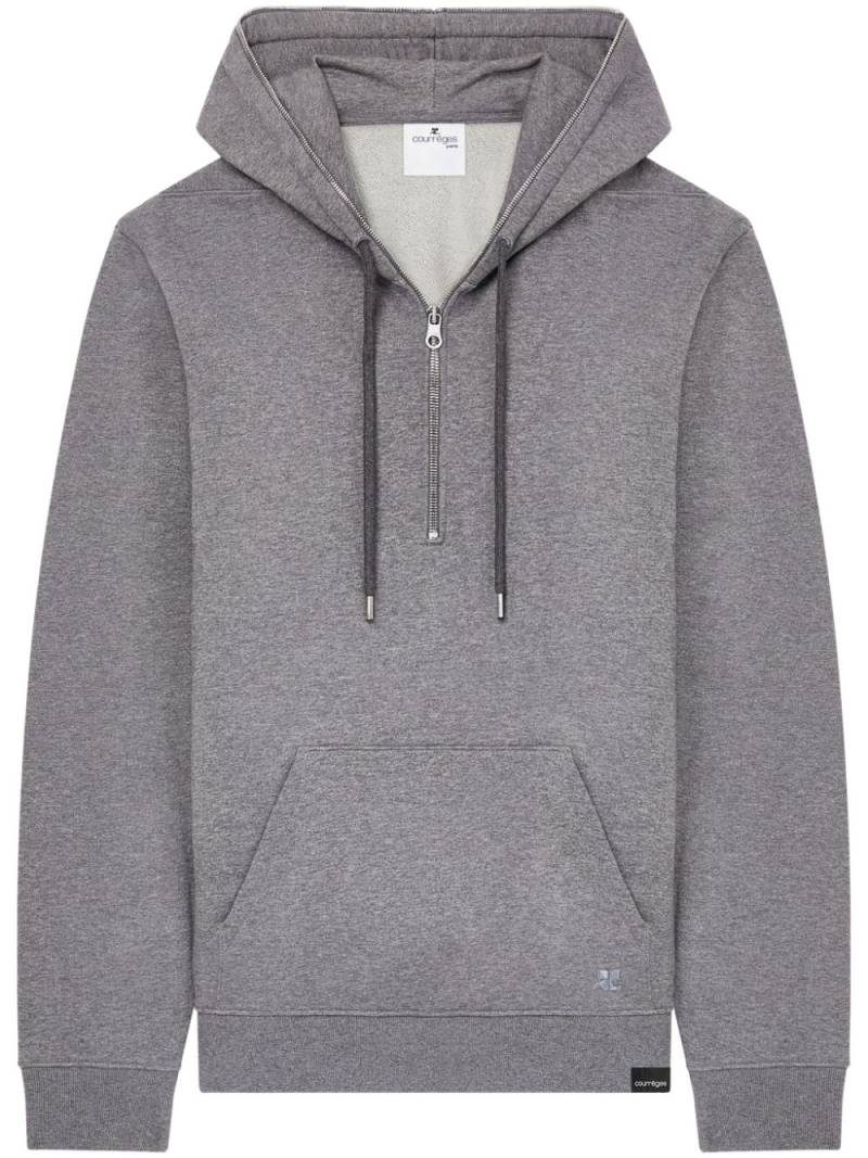 Courrèges zipped fleece hoodie - Grey von Courrèges