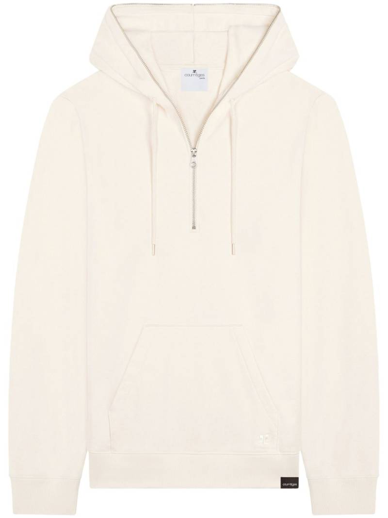 Courrèges zipped fleece hoodie - White von Courrèges