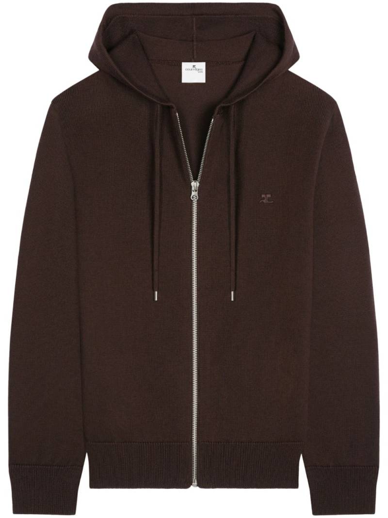 Courrèges zipped wool hoodie - Brown von Courrèges