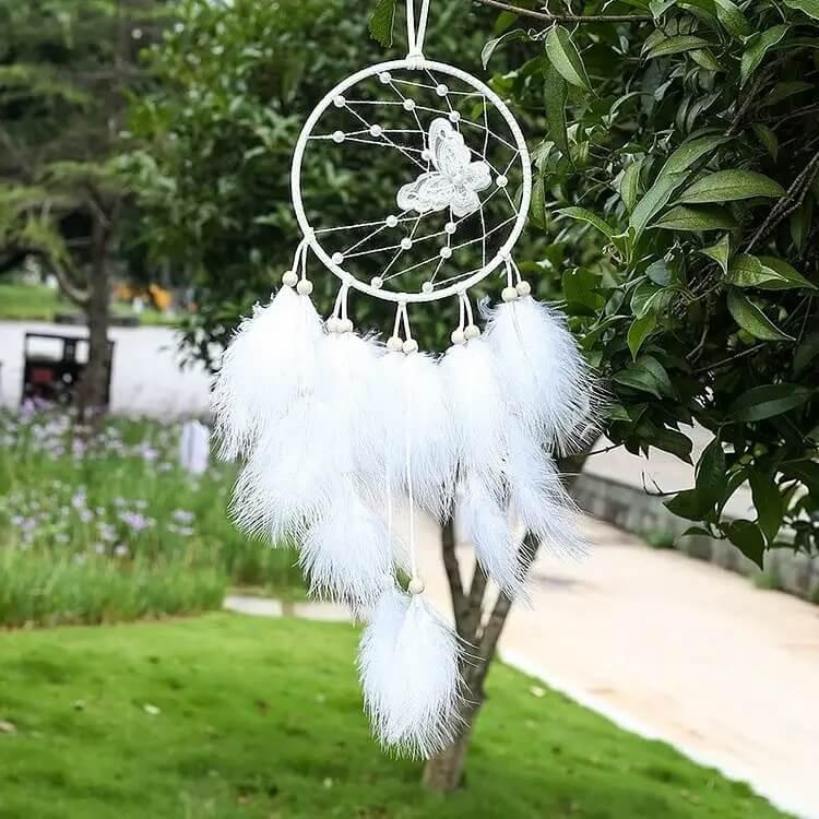 Cover-Discount - Traumfänger Dream Catcher mit LED Schmetterling, One Size, Weiss von Cover-Discount