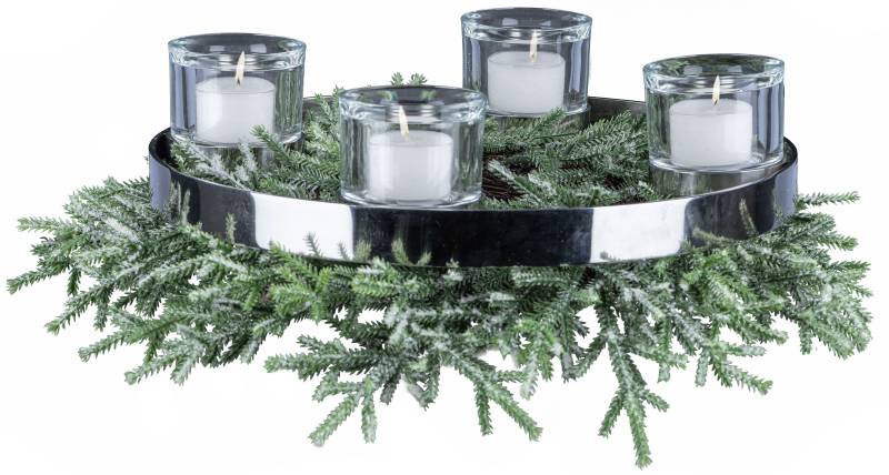 Creativ deco Adventsleuchter »Weihnachtsdeko«, (Set, 1 Kranz, 1 Ring, 4 Gläser), inklusive 4 Gläser von Creativ deco