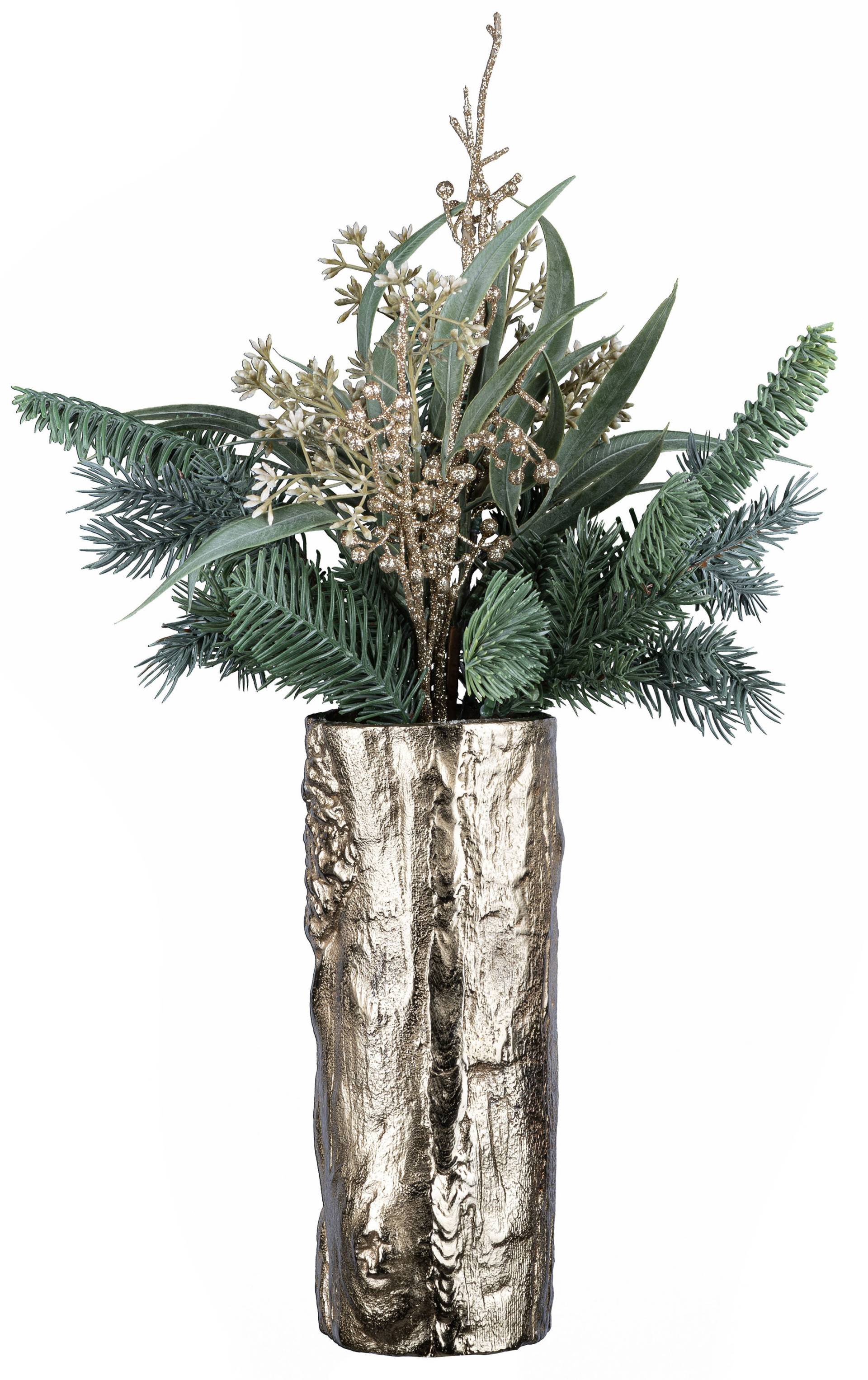 Creativ deco Dekovase »Weihnachtsdeko«, (Set, 2 St., 1 Vase, 1 Bouquet), mit Tannen-Mix-Bouquet von Creativ deco