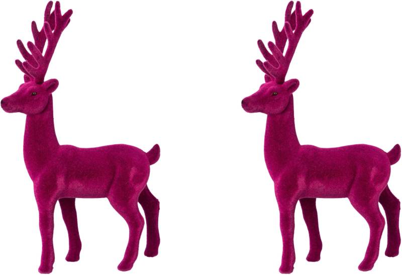 Creativ deco Weihnachtsfigur »Hirsch, Weihnachtsdeko«, Dekofigur mit feiner Samtoberfläche, Höhe 29 cm von Creativ deco