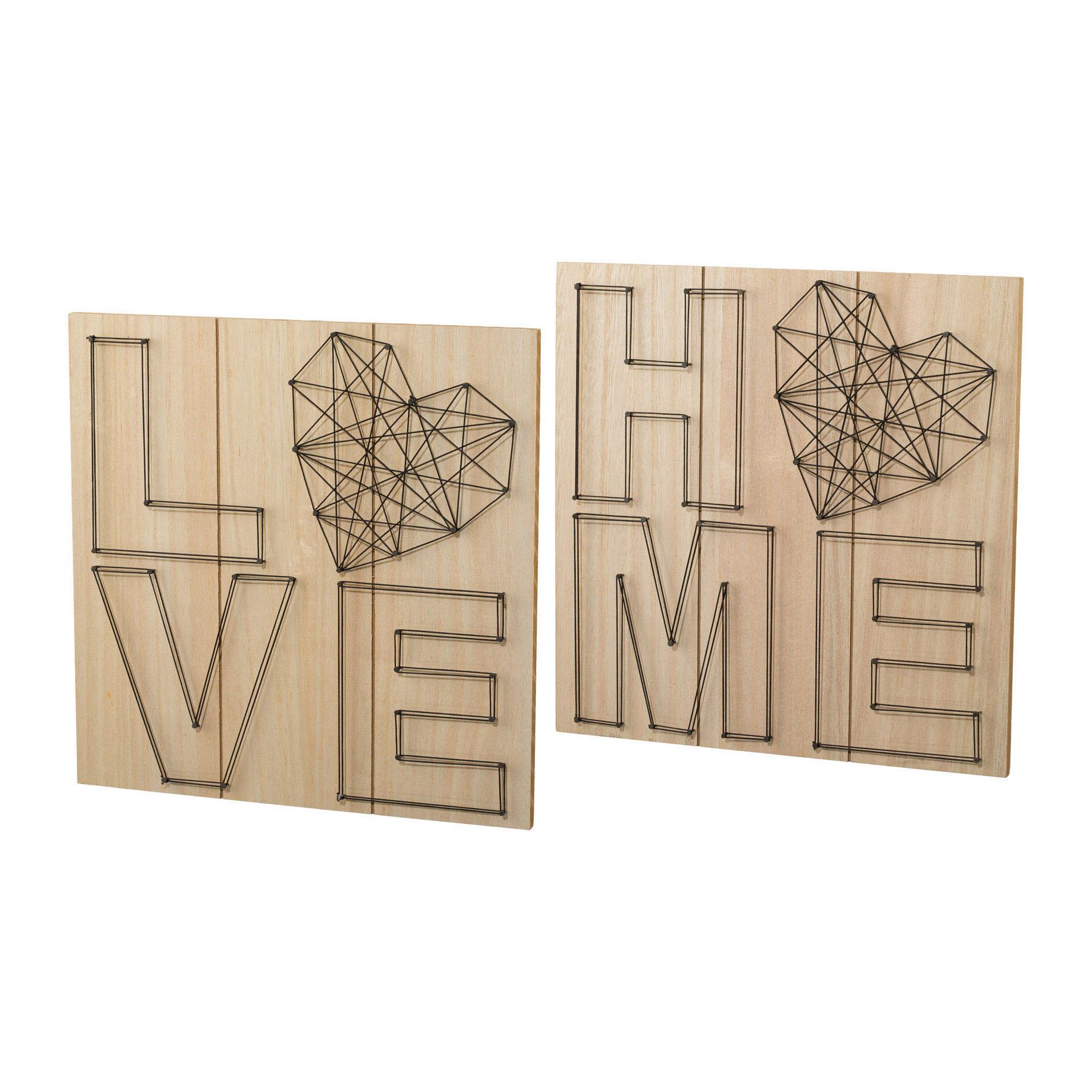 Creativ home Holzbild, (Set, 2 St.), Wanddeko, aus Holz, mit Schriftzug von Creativ home