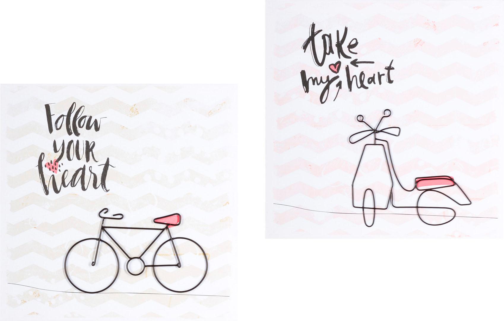 Creativ home Leinwandbild »THE BIKES«, (2 St.), Canvas Dekobild von Creativ home