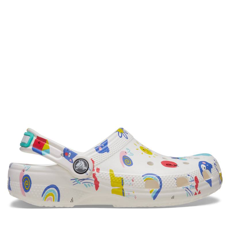 Pantoletten Crocs Classic Doodle Print Clog K 210356 Weiß von Crocs