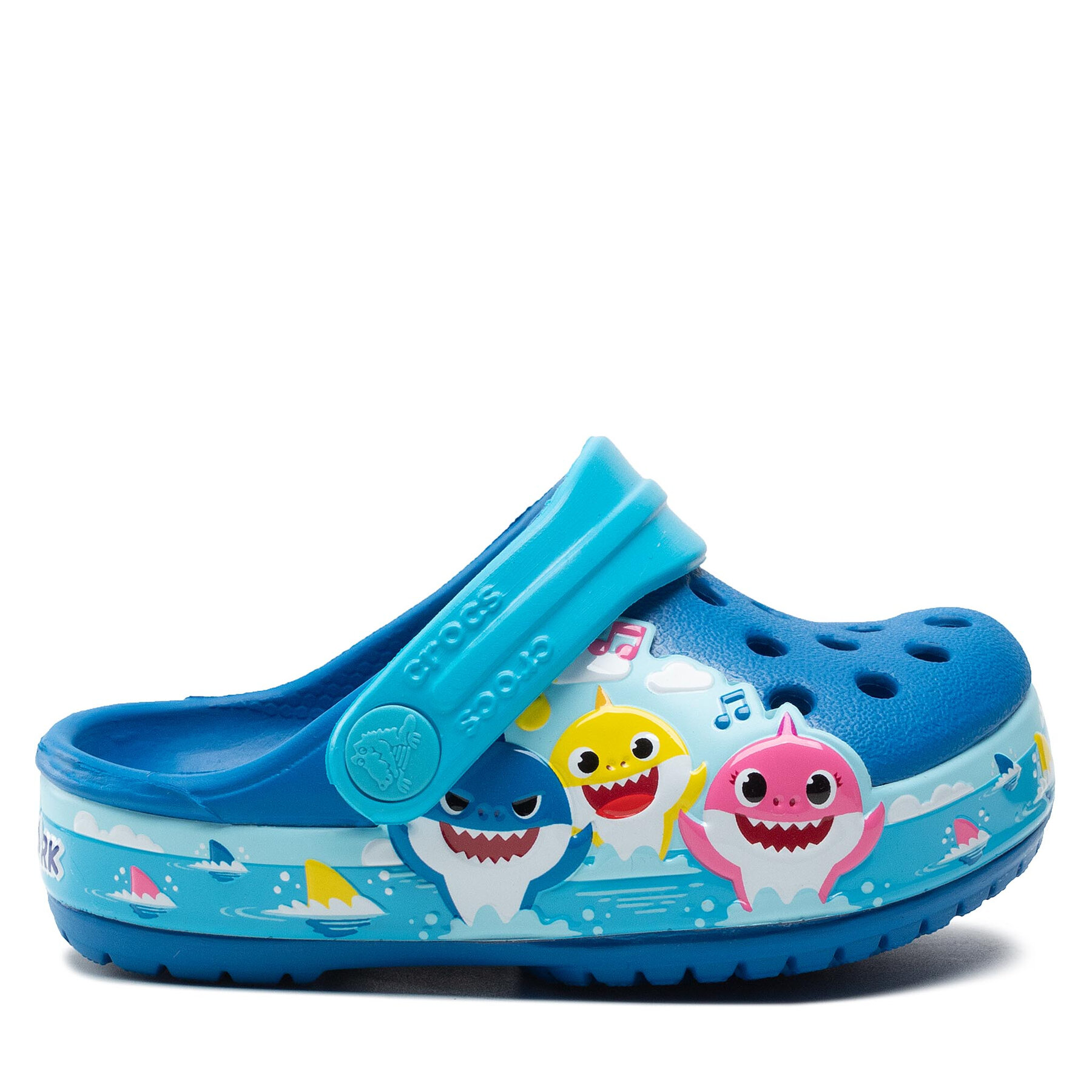 Pantoletten Crocs Crocsflbaby Shark Band Clog T 207066 Blau von Crocs