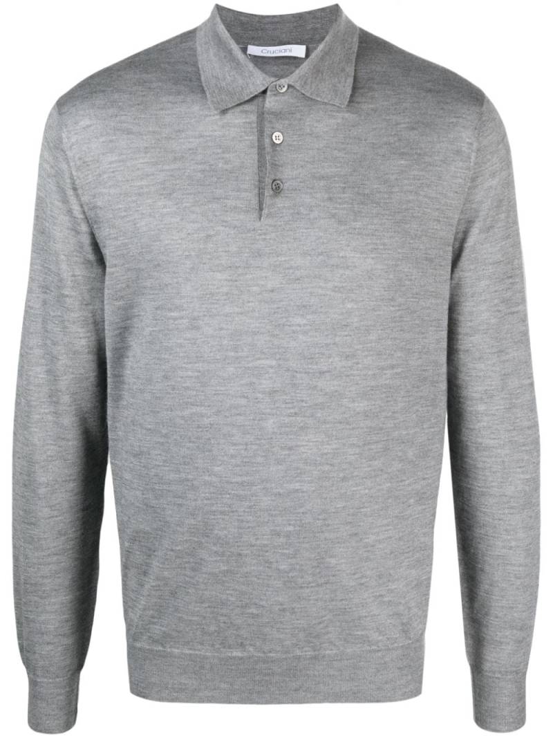 Cruciani fine-knit long-sleeved polo shirt - Grey von Cruciani