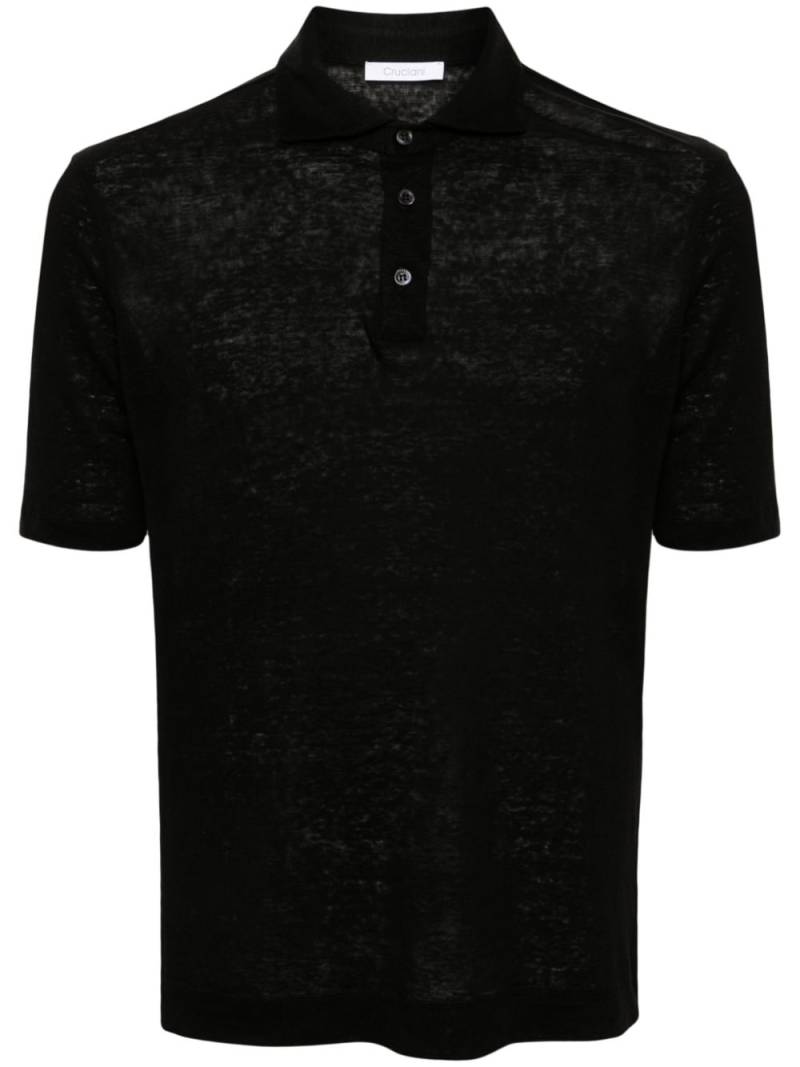 Cruciani slub-texture linen polo shirt - Black von Cruciani