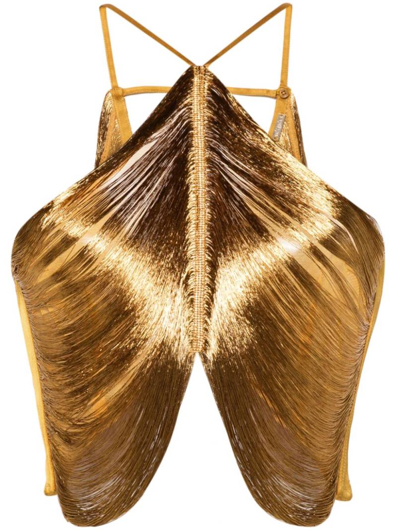 Cult Gaia Quella draped metallic crop top - Gold von Cult Gaia