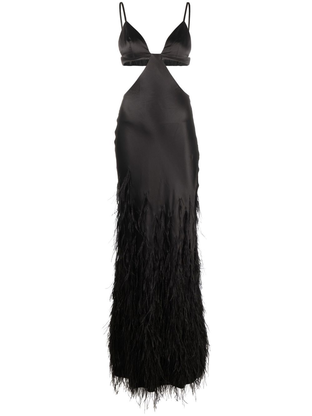 Cult Gaia Raisa feather-embellished gown - Black von Cult Gaia