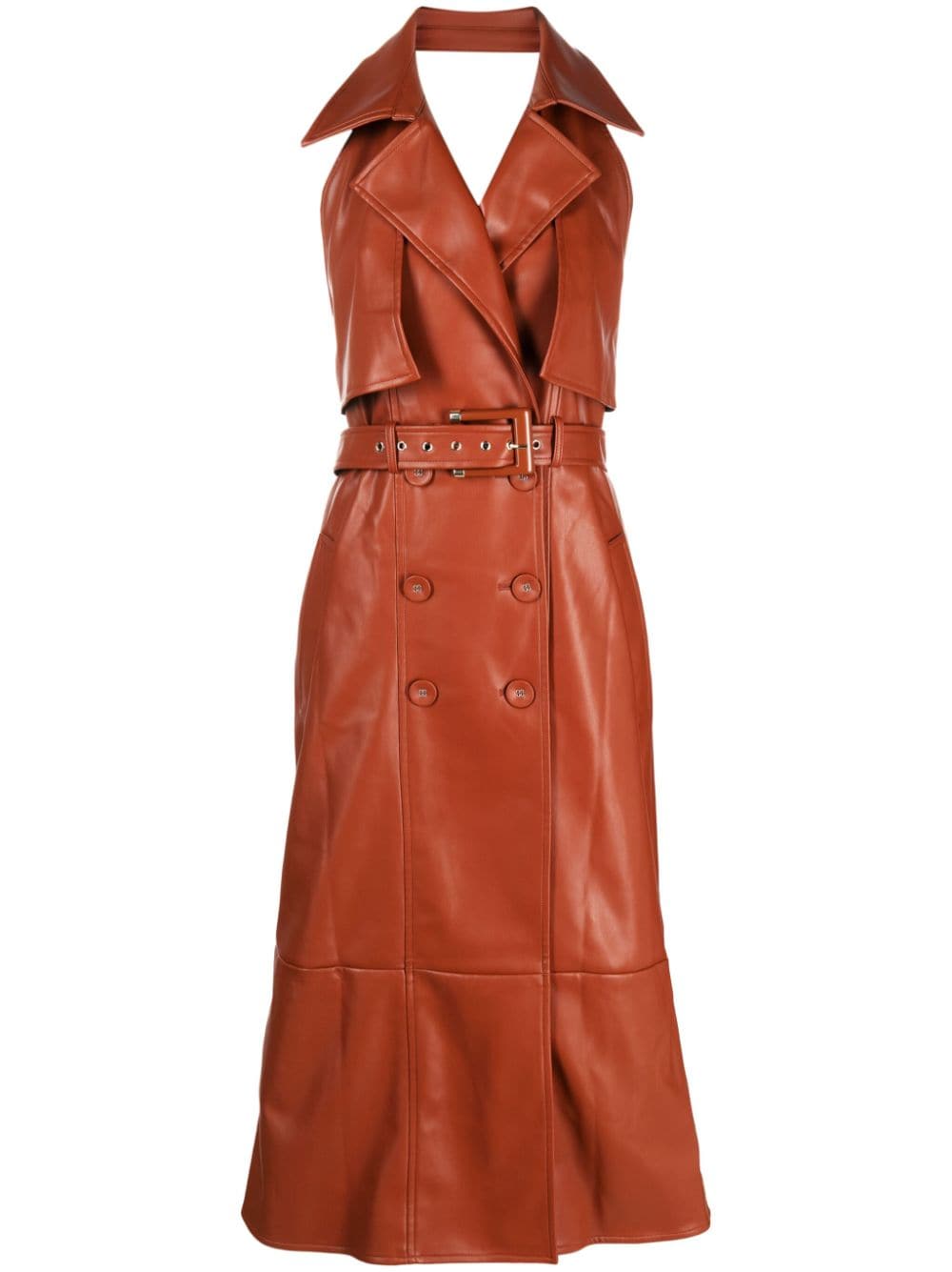 Cult Gaia faux-leather notched-lapel midi dress - Orange von Cult Gaia