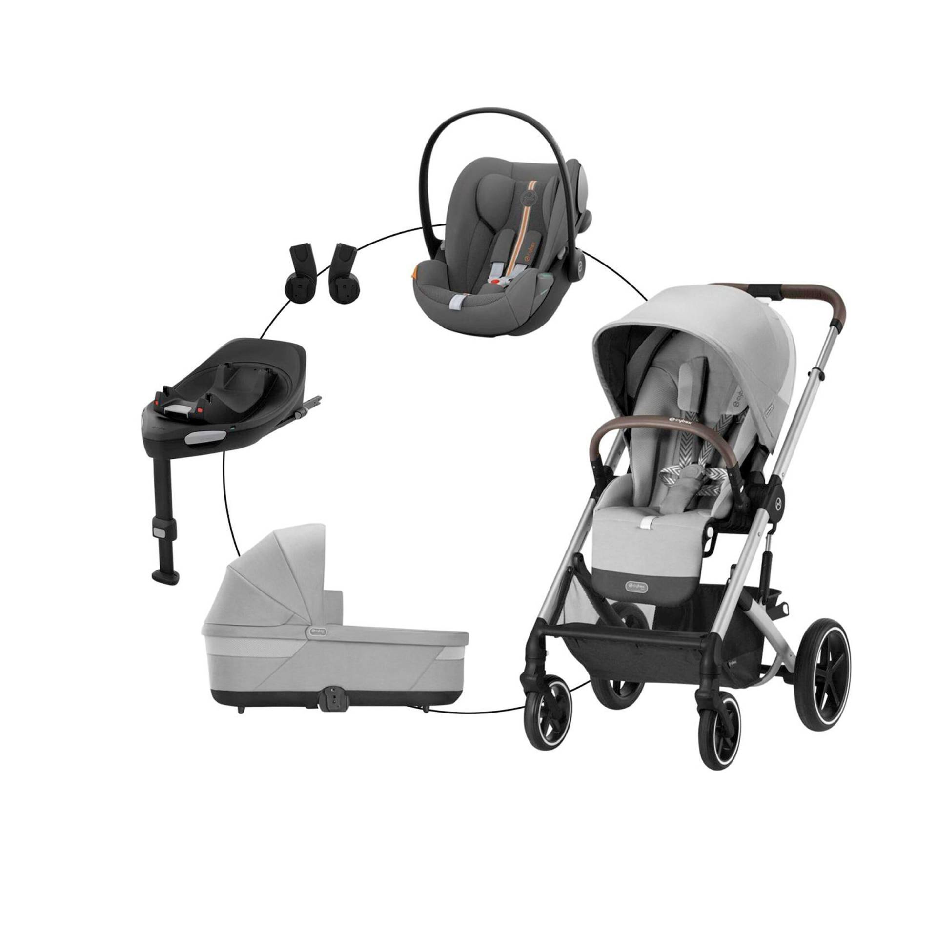 Kombikinderwagen Balios S Lux Travel-Set inkl. Babyschale Cloud G i-Size und Isofix-Basis Base G von Cybex