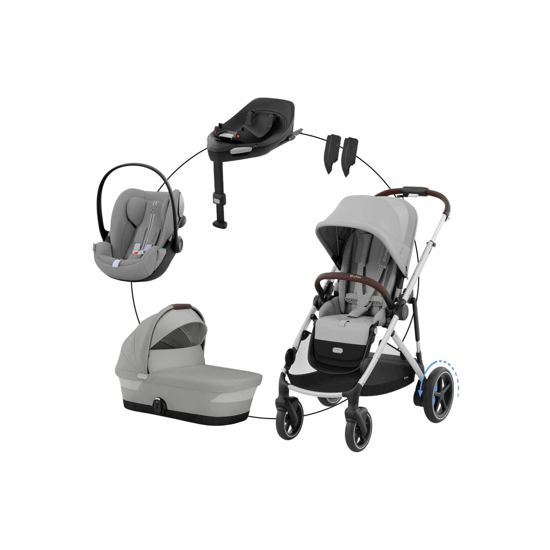 Kombikinderwagen eGazelle Travel-Set inkl. Babyschale Cloud G und Isofix-Basis Base G von Cybex