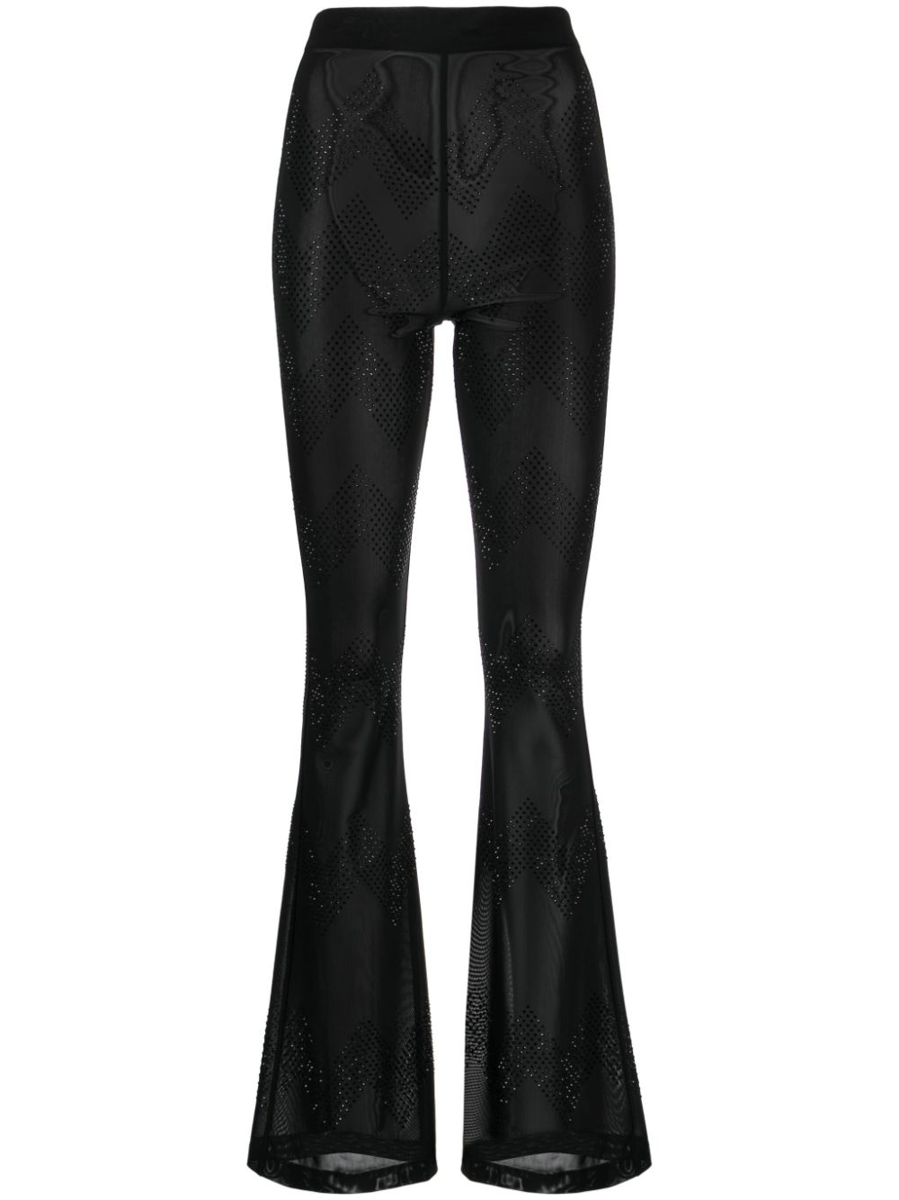 Cynthia Rowley Amelia crystal-embellished mesh trousers - Black von Cynthia Rowley