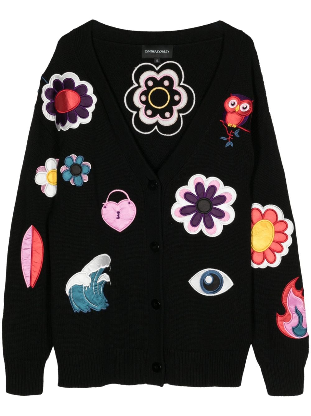 Cynthia Rowley Playful Patchwork cashmere-blend cardigan - Black von Cynthia Rowley