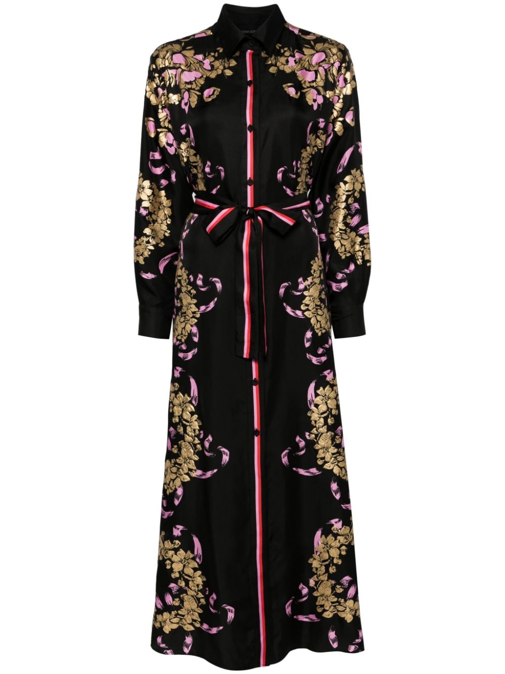 Cynthia Rowley Print Silk Shirt Dress - Black von Cynthia Rowley